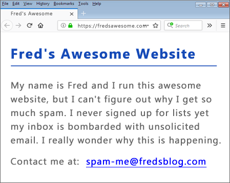 Never post your email address on your web site!